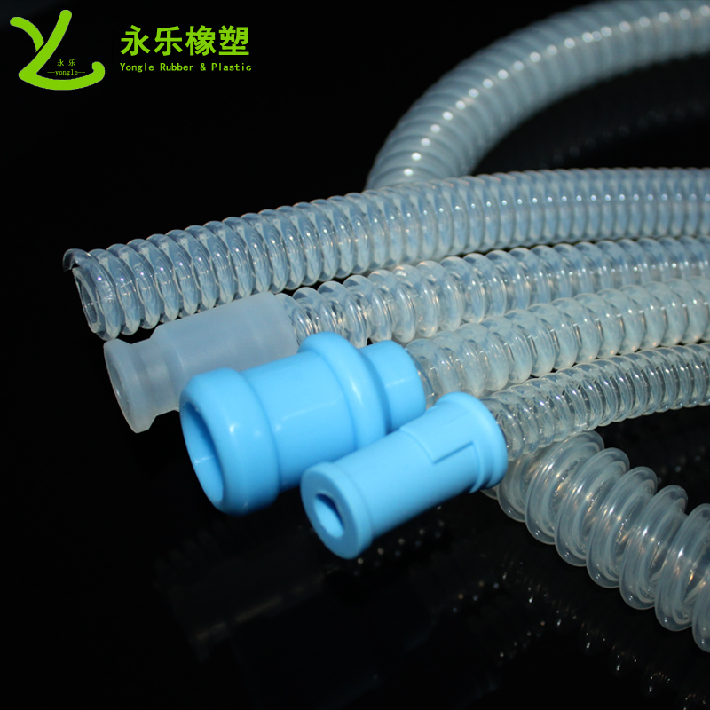 呼吸機硅膠波紋管，透明硅膠波紋管，擠出波紋硅膠管