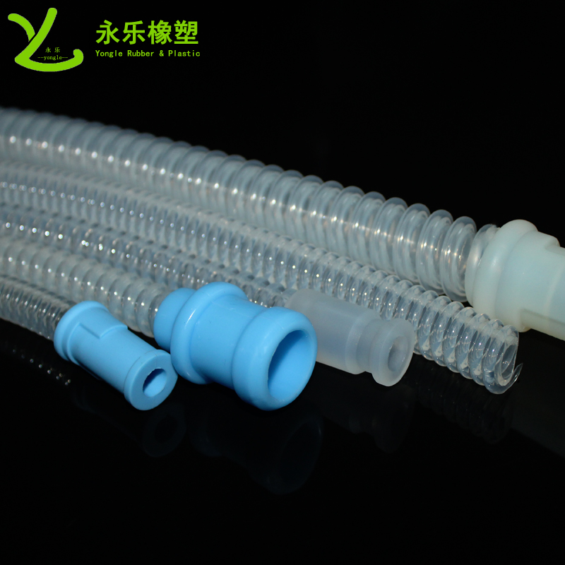 呼吸機硅膠波紋管，透明硅膠波紋管，擠出波紋硅膠管